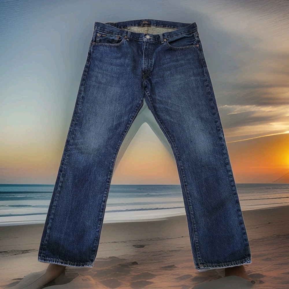 👖Polo Ralph Lauren Jeans Mens 36x30 Dark Wash Varick‎ Slim Straight Preppy